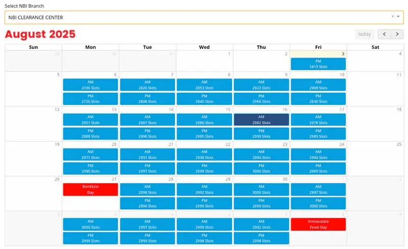 NBI - Schedule an Appointment