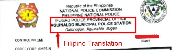 Sample of National Police Clearance